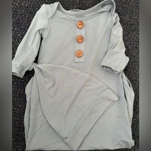 Caden Lane Knot Gown & Hat - Newborn - Solid Light Dusty Blue